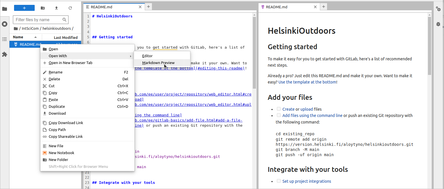 Showing Readme file