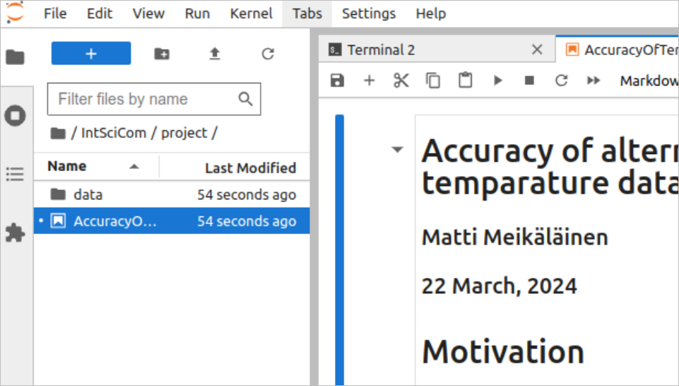 Opening of the existing Jupyter notebook