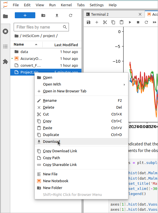 Downloading the project data
