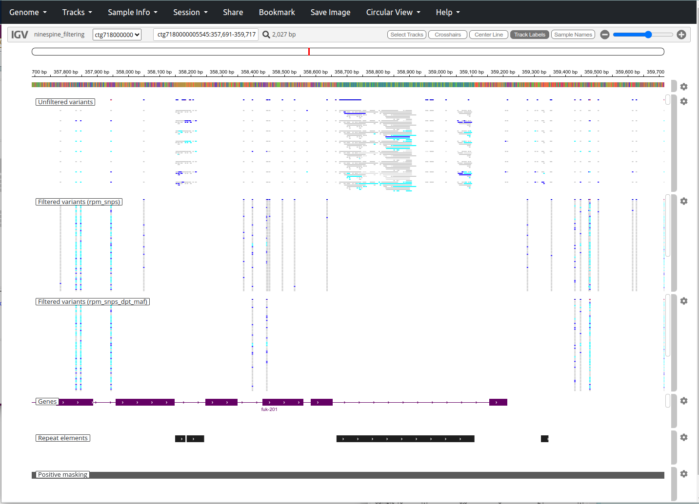 Differences bewteen three VCF files.