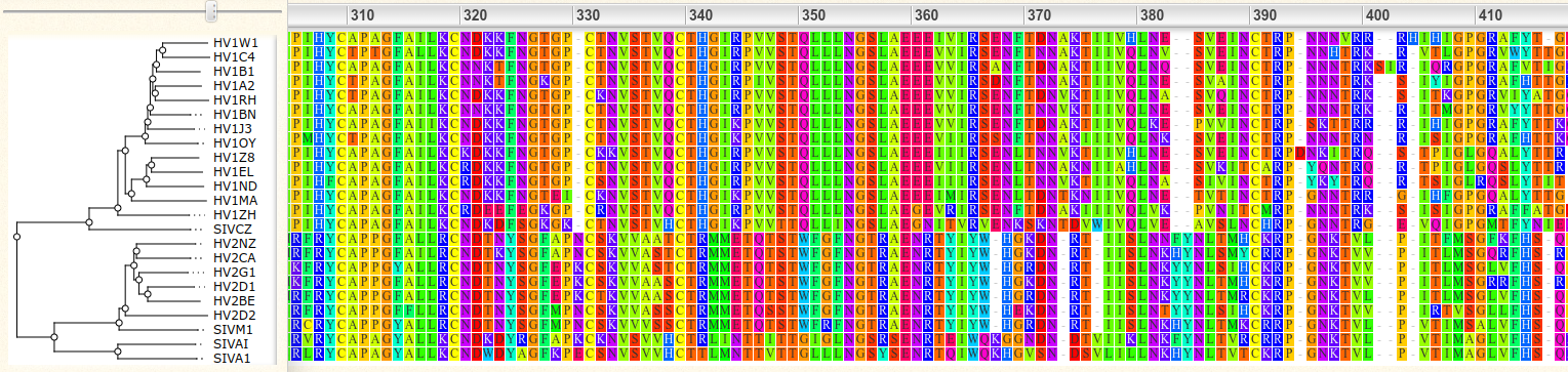 Horizontal sequence alignment.