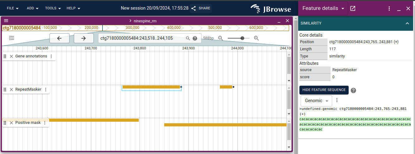 Track view in JBrowse2.